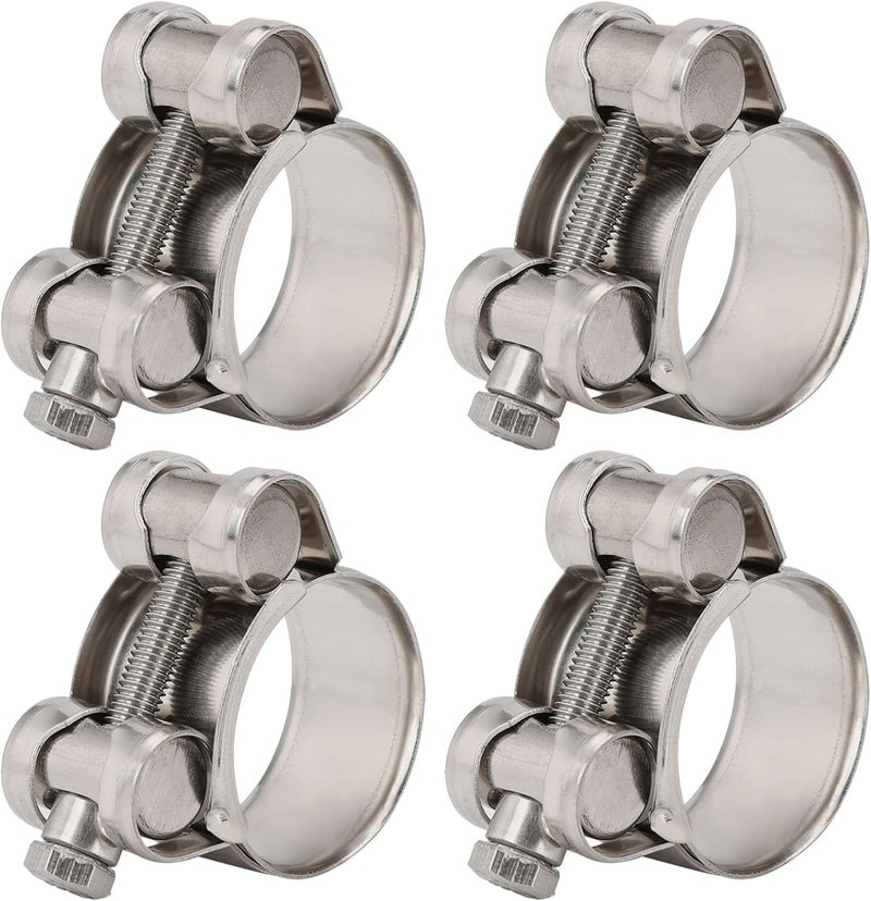 Suprom 4 Pack 1.3" T-Bolt Hose Clamps, 304 Stainless Steel Heavy Duty Hose Clamps, Turbo Intake Clamp Working Range 32mm-35mm for 1.3" Hose OD - Image 1